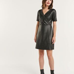 Faux leather wrap dress